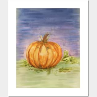 Watercolor Pumpkin Patch Posters and Art